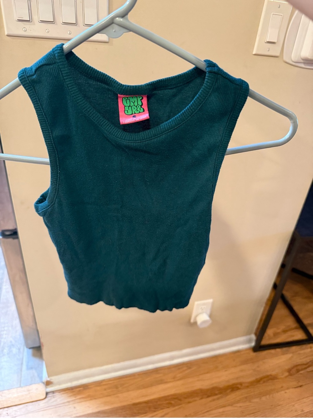 Empyre Ribbed Cropped Tank Top | Dark Teal | Size Small